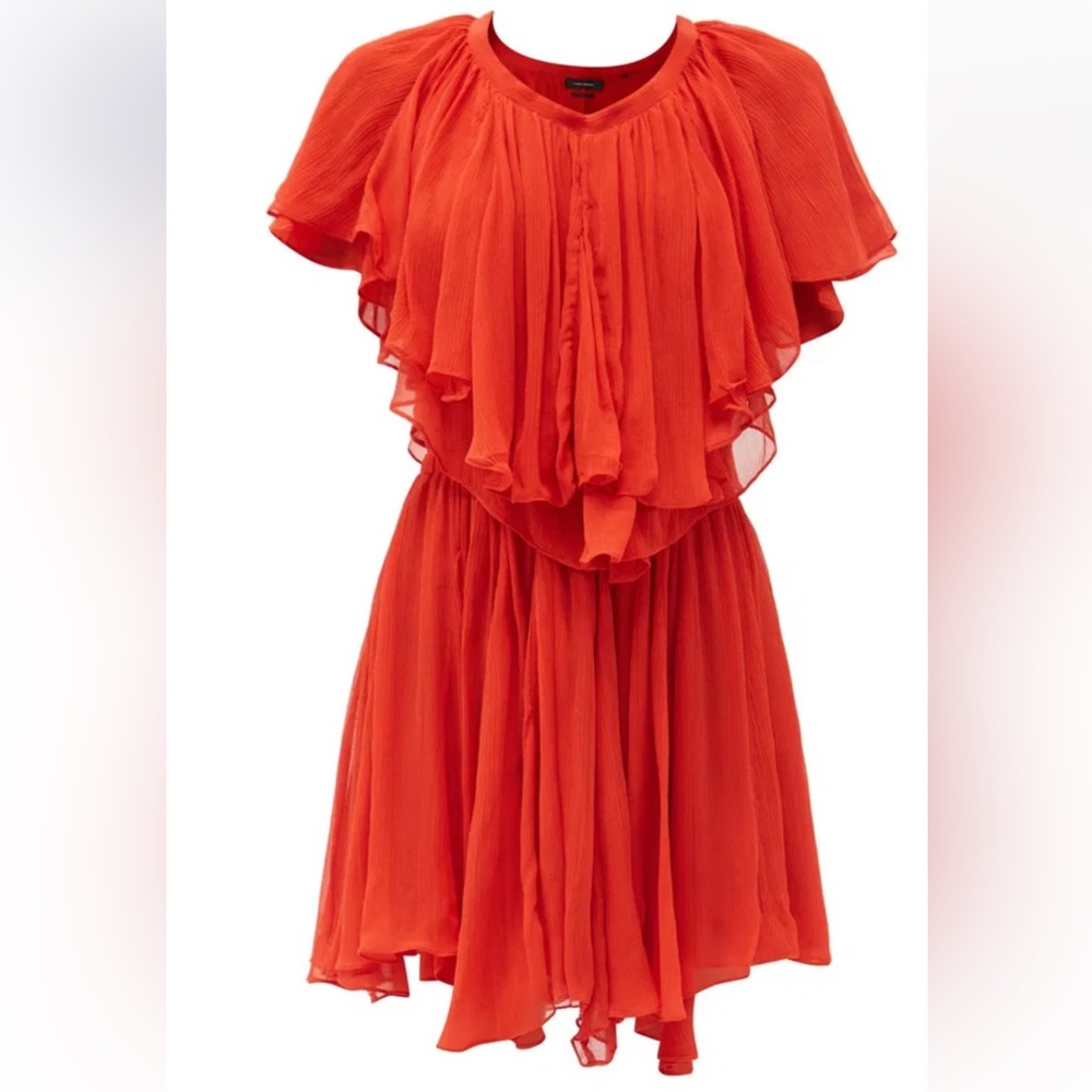 Isabel Marant Orange Ruffled Mini Dress